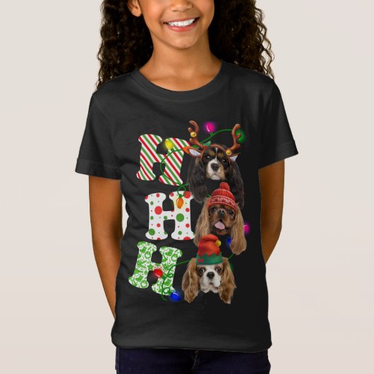 Ho Ho Ho Cavalier King Charles Spaniel Schattige C T-shirt (Voorkant)