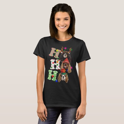 Ho Ho Ho Cavalier King Charles Spaniel Schattige C T-shirt (Voorkant volledig)