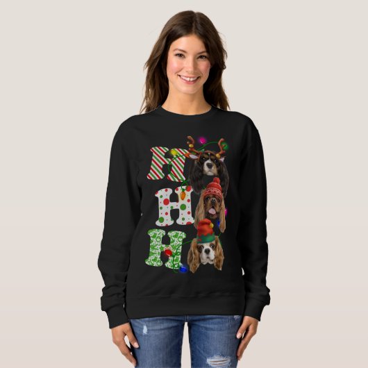 Ho Ho Ho Cavalier King Charles Spaniel Schattige C Trui (Voorkant volledig)