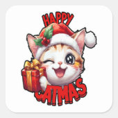 Ho Ho Ho Characters Festive Lettering Vierkante Sticker (Voorkant)