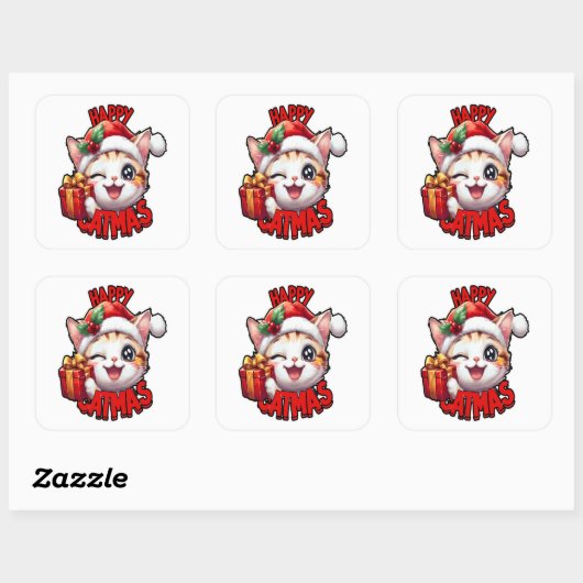 Ho Ho Ho Characters Festive Lettering Vierkante Sticker (Vel)