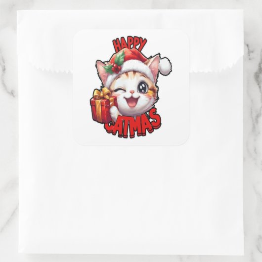 Ho Ho Ho Characters Festive Lettering Vierkante Sticker (Tas)