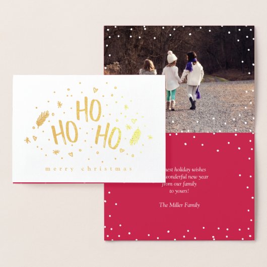 Ho Ho Ho Charmante Vrolijke Kerstfoto Folie Kaarten (Display)