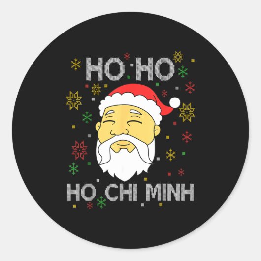Ho Ho Ho Chi Minh Asian Vietnamese Santa Claus Chr Ronde Sticker (Voorkant)