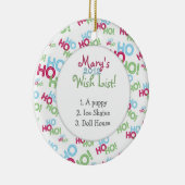 Ho Ho Ho Child's Wish List Keramisch Ornament (Rechts)