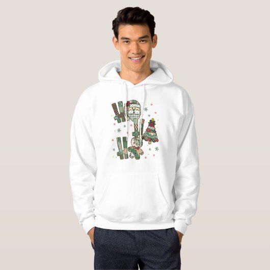 Ho Ho Ho Christmas Festive Patchwork Hoodie (Voorkant volledig)