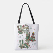 Ho Ho Ho Christmas Festive Patchwork Tote Bag (Achterkant)