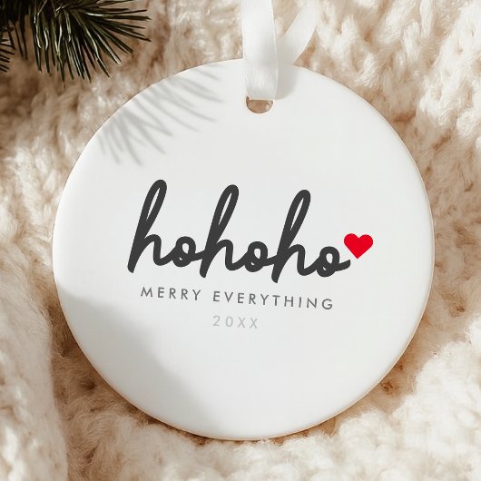 Ho Ho Ho | Christmas Heart Modern Minimalist Keramisch Ornament