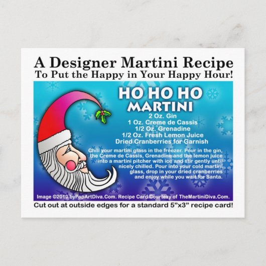 Ho Ho Ho Christmas Martini Recept Briefkaart (Voorkant)