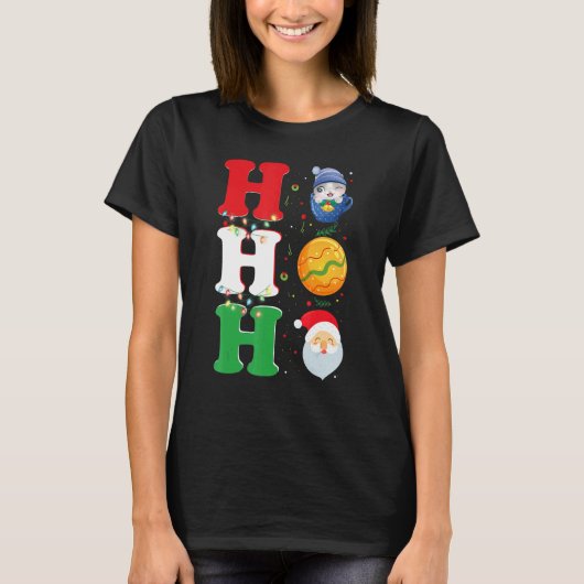 Ho Ho Ho Christmas Santa Hat Xmas PJ T-shirt (Voorkant)