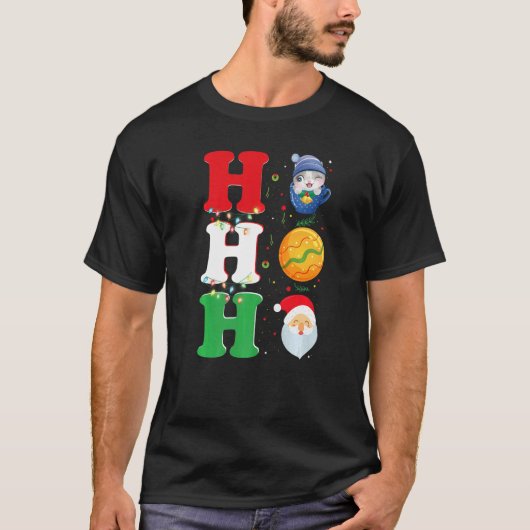 Ho Ho Ho Christmas Santa Hat Xmas PJ T-shirt (Voorkant)