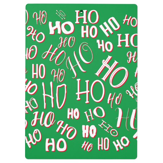 HO HO HO Christmas text pattern white green red Klembord (Achterkant)