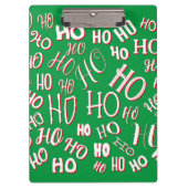 HO HO HO Christmas text pattern white green red Klembord (Voorkant)