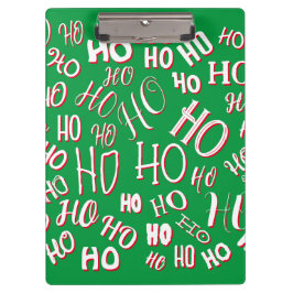 HO HO HO Christmas text pattern white green red Klembord