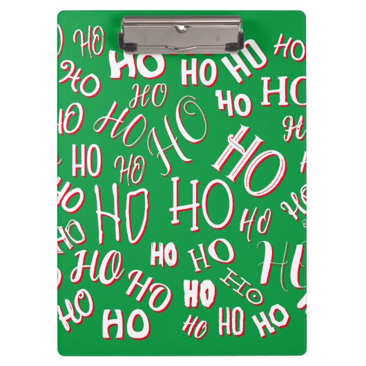 HO HO HO Christmas text pattern white green red Klembord (Voorkant)