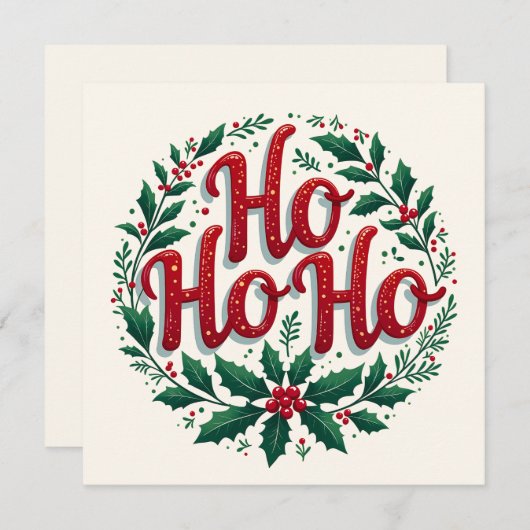Ho Ho Ho Christmas Wreath Typography Design (Voorkant / Achterkant)