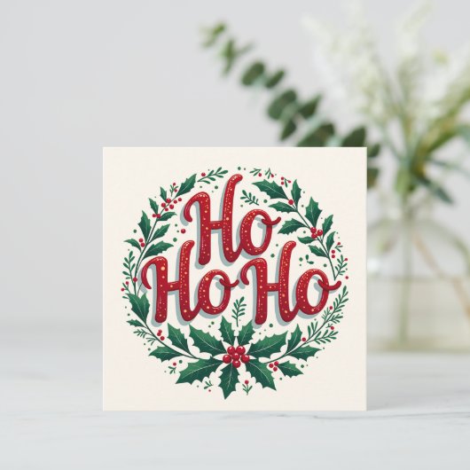 Ho Ho Ho Christmas Wreath Typography Design (Staand voorkant)