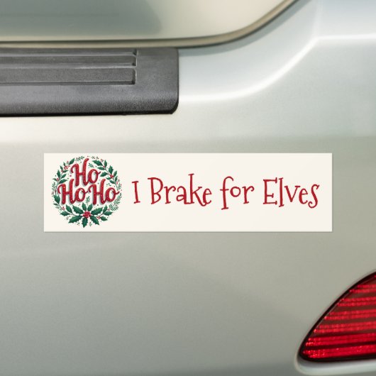 Ho Ho Ho Christmas Wreath Typography Design Bumpersticker (Op auto)