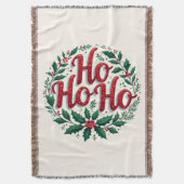 Ho Ho Ho Christmas Wreath Typography Design Deken (Voorkant Verticaal)