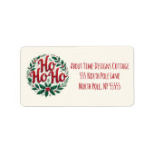 Ho Ho Ho Christmas Wreath Typography Design Etiket (Voorkant)