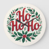 Ho Ho Ho Christmas Wreath Typography Design Grote Klok (Voorkant)