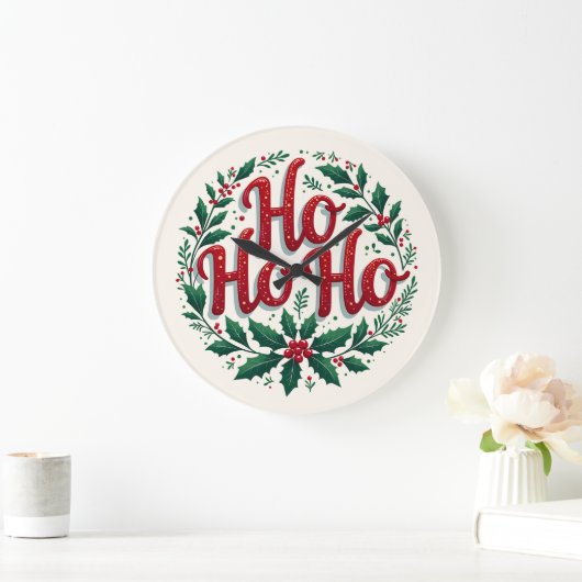 Ho Ho Ho Christmas Wreath Typography Design Grote Klok (Huis)
