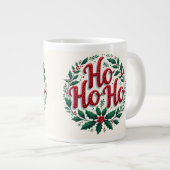 Ho Ho Ho Christmas Wreath Typography Design Grote Koffiekop (Voorkant rechts)