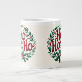 Ho Ho Ho Christmas Wreath Typography Design Grote Koffiekop (Voorkant)