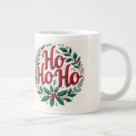 Ho Ho Ho Christmas Wreath Typography Design Grote Koffiekop (Rechts)