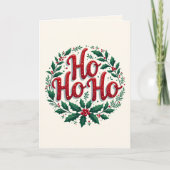 Ho Ho Ho Christmas Wreath Typography Design Kaart (Voorkant)