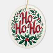 Ho Ho Ho Christmas Wreath Typography Design Keramisch Ornament (Links)