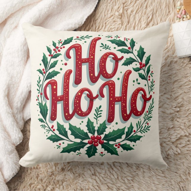 Ho Ho Ho Christmas Wreath Typography Design Kussen (Deken)
