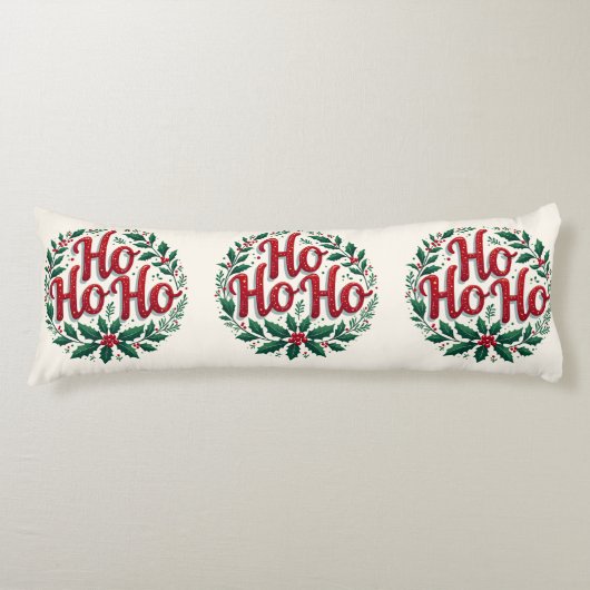 Ho Ho Ho Christmas Wreath Typography Design Lichaamskussen (Voorkant)