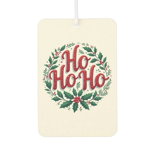 Ho Ho Ho Christmas Wreath Typography Design Luchtverfrisser (Voorkant)