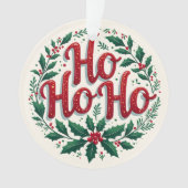 Ho Ho Ho Christmas Wreath Typography Design Ornament (voorkant)