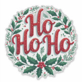 Ho Ho Ho Christmas Wreath Typography Design Sticker (Voorkant)