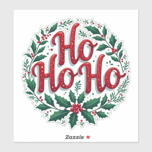 Ho Ho Ho Christmas Wreath Typography Design Sticker (Vel)