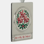 Ho Ho Ho Christmas Wreath Typography Design Verzilverd Banner Ornament (Rechts)
