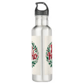 Ho Ho Ho Christmas Wreath Typography Design Waterfles (Achterkant)