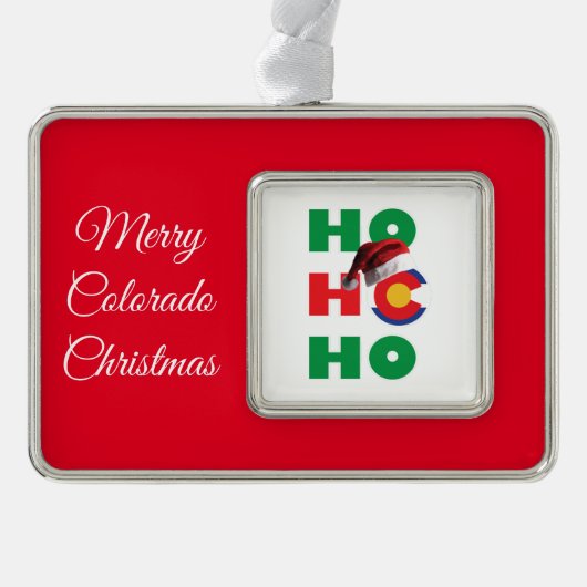 Ho Ho Ho Colorado Verzilverd Omlijst Ornament (Voorkant)