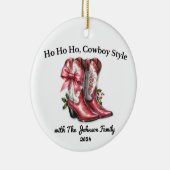 Ho Ho Ho, Cowboystijl Keramisch Ornament (Rechts)
