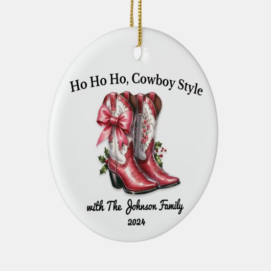 Ho Ho Ho, Cowboystijl Keramisch Ornament (Rechts)