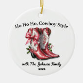Ho Ho Ho, Cowboystijl Keramisch Ornament (Voorkant)