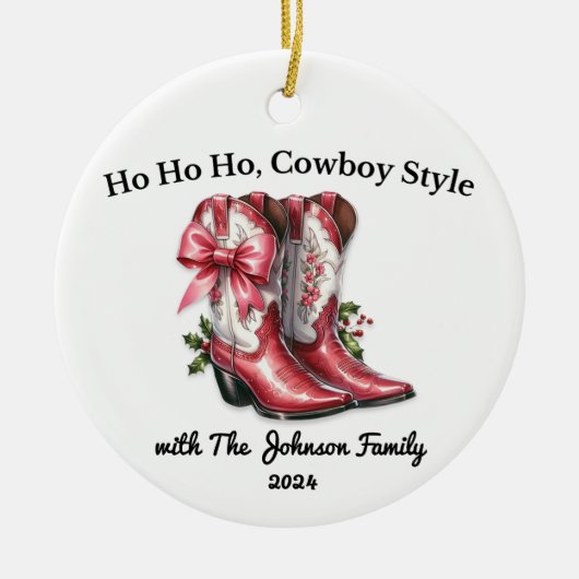 Ho Ho Ho, Cowboystijl Keramisch Ornament (Voorkant)