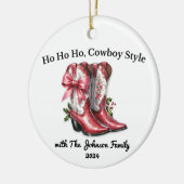 Ho Ho Ho, Cowboystijl Keramisch Ornament (Links)