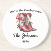 Ho Ho Ho, Cowboystijl Zandsteen Onderzetter (Voorkant)