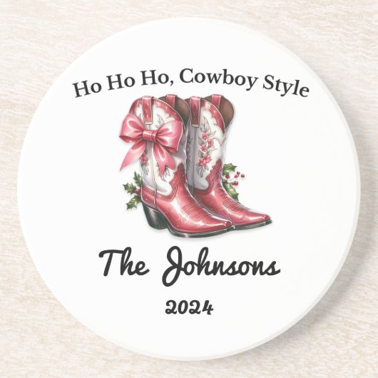 Ho Ho Ho, Cowboystijl Zandsteen Onderzetter (Voorkant)