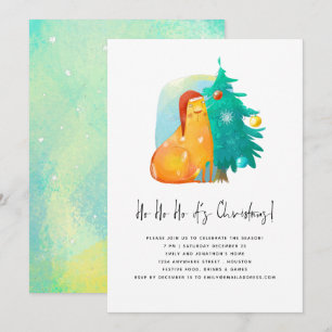 Ho Ho Ho Cute Cat Tree Kerstfeest Kaart