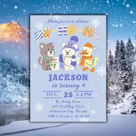 Ho Ho Ho Cute Winter Animals Christmas Birthday Kaart