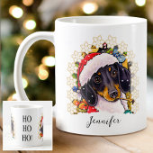Ho ho ho! Dachshund Santa Hond Aangepaste naam Koffiemok